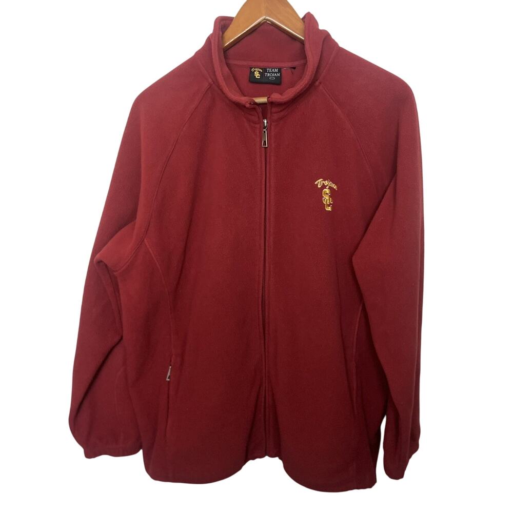 USC Trojans Full Zip Fleece Jacket Team Trojan Men’s Sz Medium Red - Picture 2 of 11
